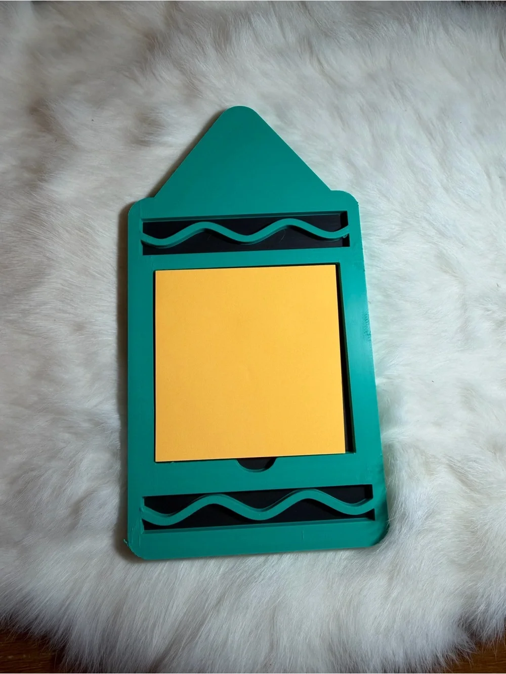 Teal Note Holder with Yellow Sticky Notes